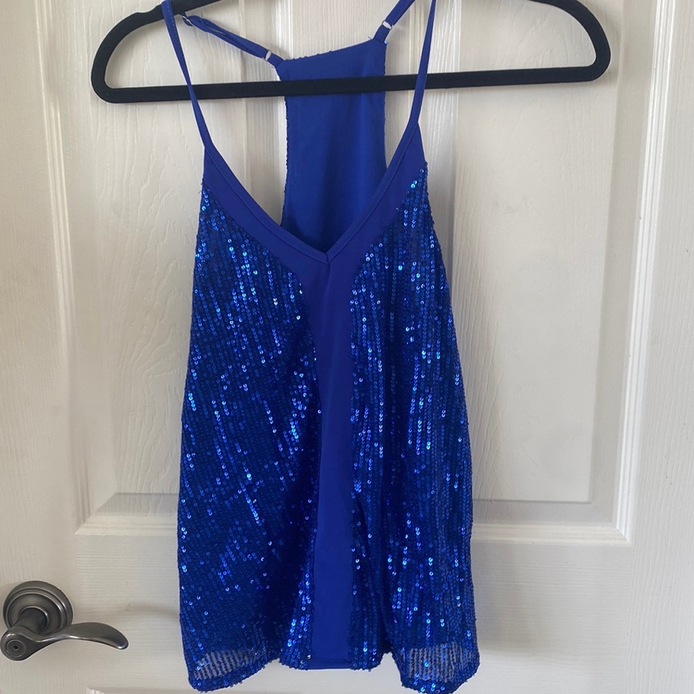 Sequin blue tank top